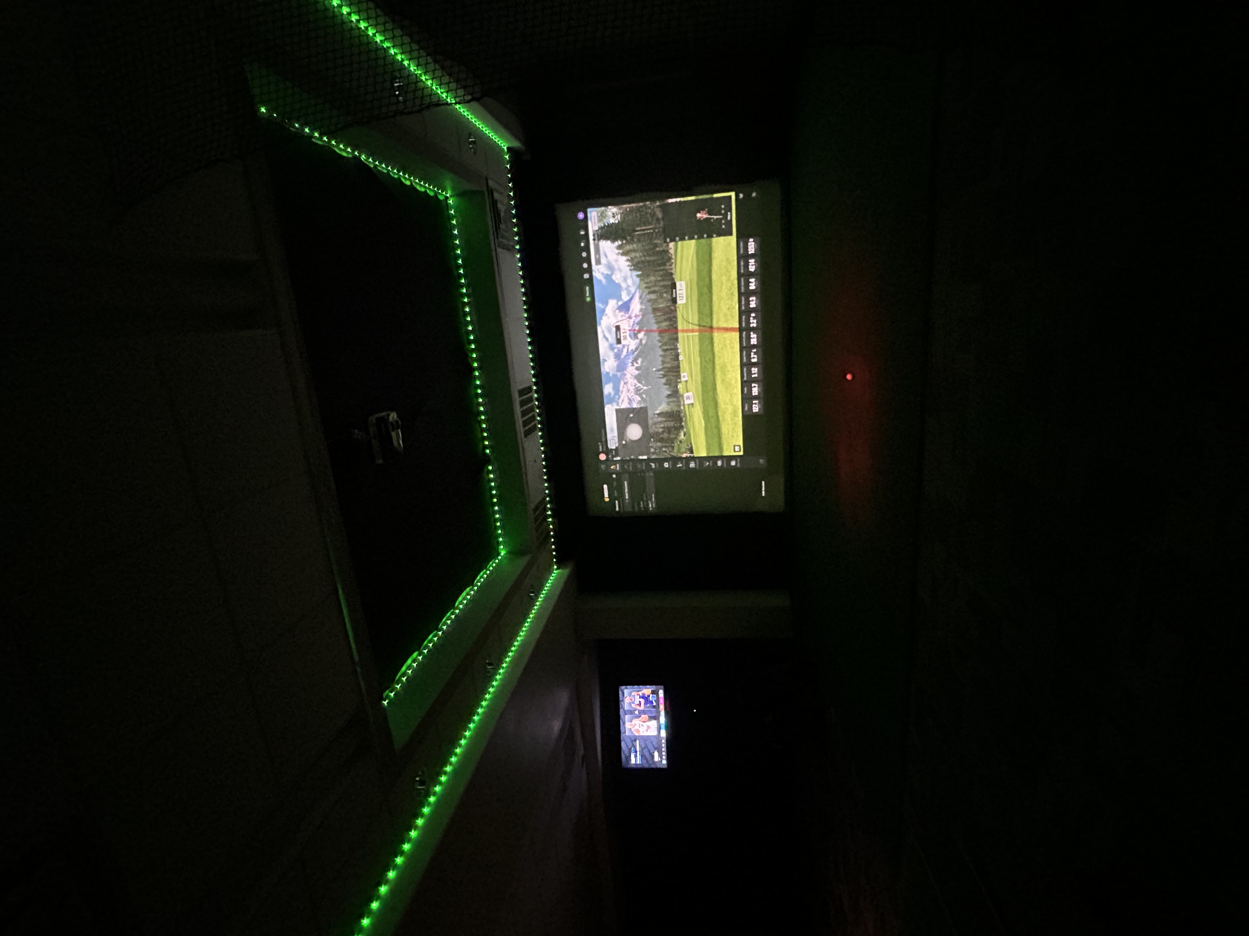 Simulator room with green LED lighting